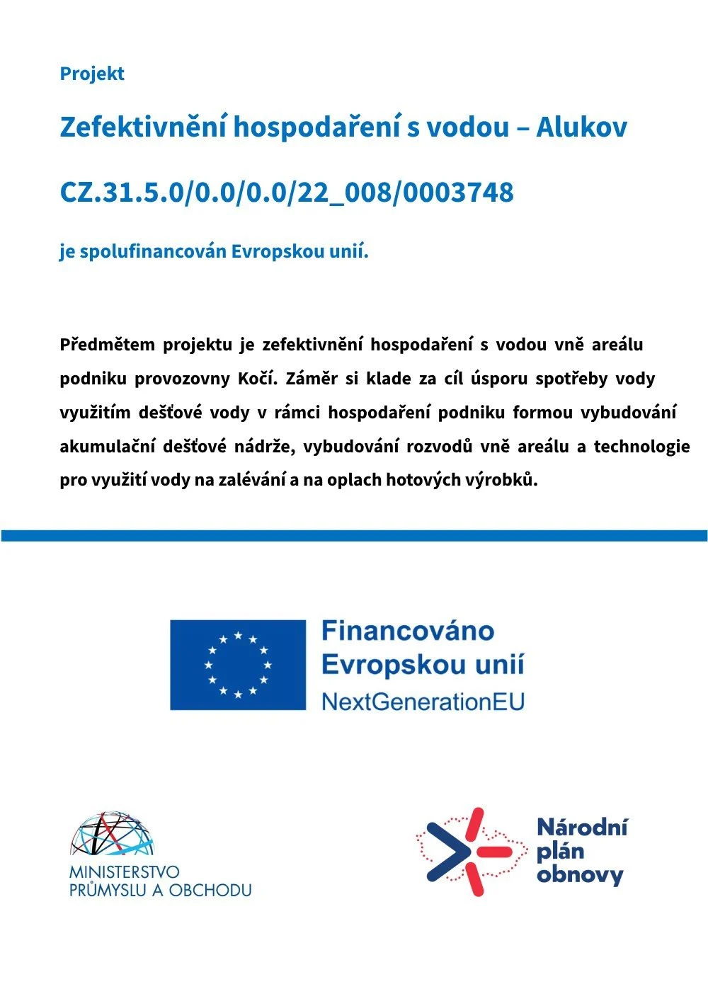 Optimalizace vodního hospodářství v Alukovu